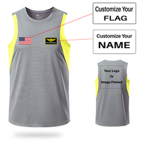 Thumbnail for Your Custom Name & Flag + Logo Designed Sleveless Quick Dry Sports Tank Tops