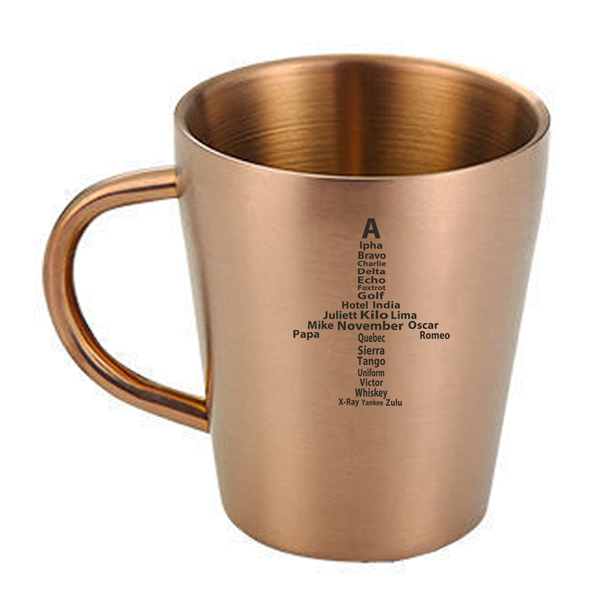 Airplane Shape Aviation Alphabet Designed Stainless Steel Coffee Mugs