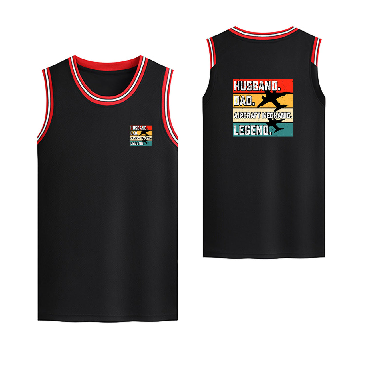 Husband & Dad & Aircraft Mechanic & Legend Designed Basketball Style Sports Tank Tops