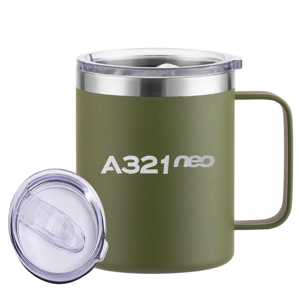 A321neo & Text Designed Stainless Steel Laser Engraved Mugs