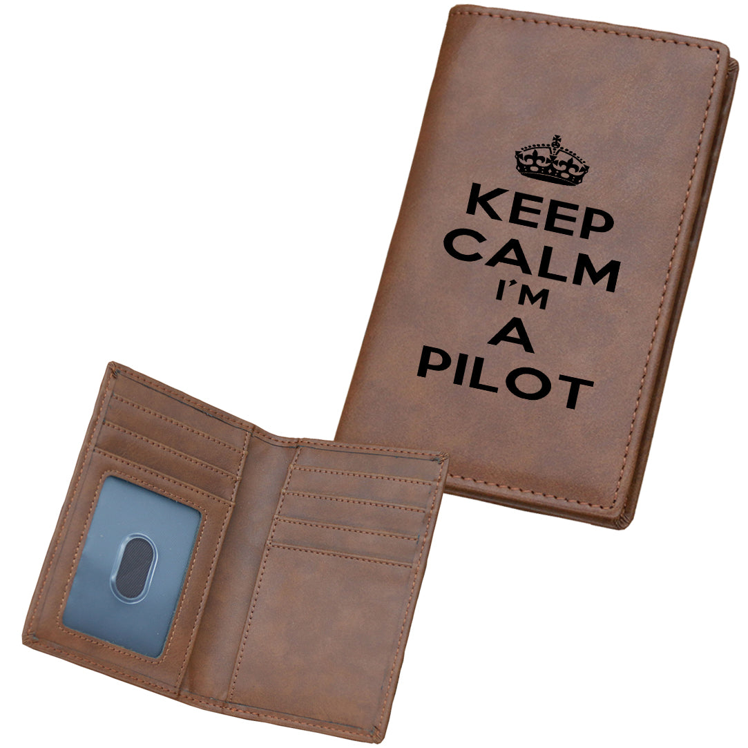 Keep Calm I'm a Pilot Designed Leather Card Holder Wallets