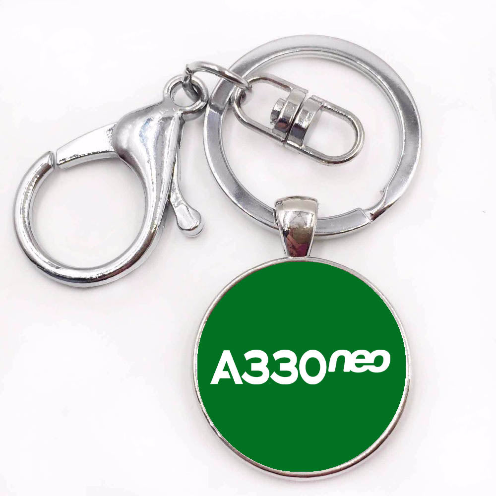 A330neo & Text Designed Circle Key Chains