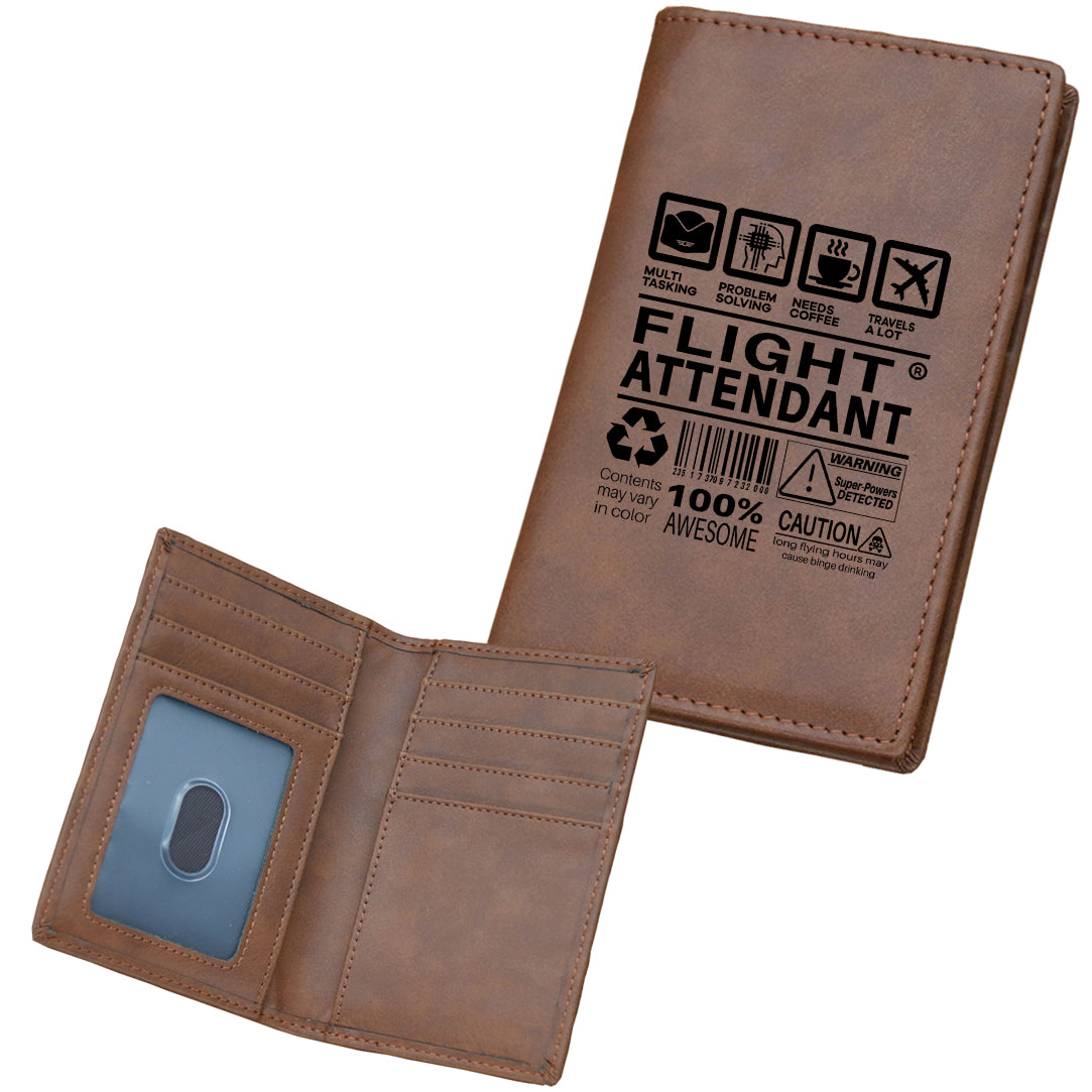 Flight Attendant Label Designed Leather Card Holder Wallets