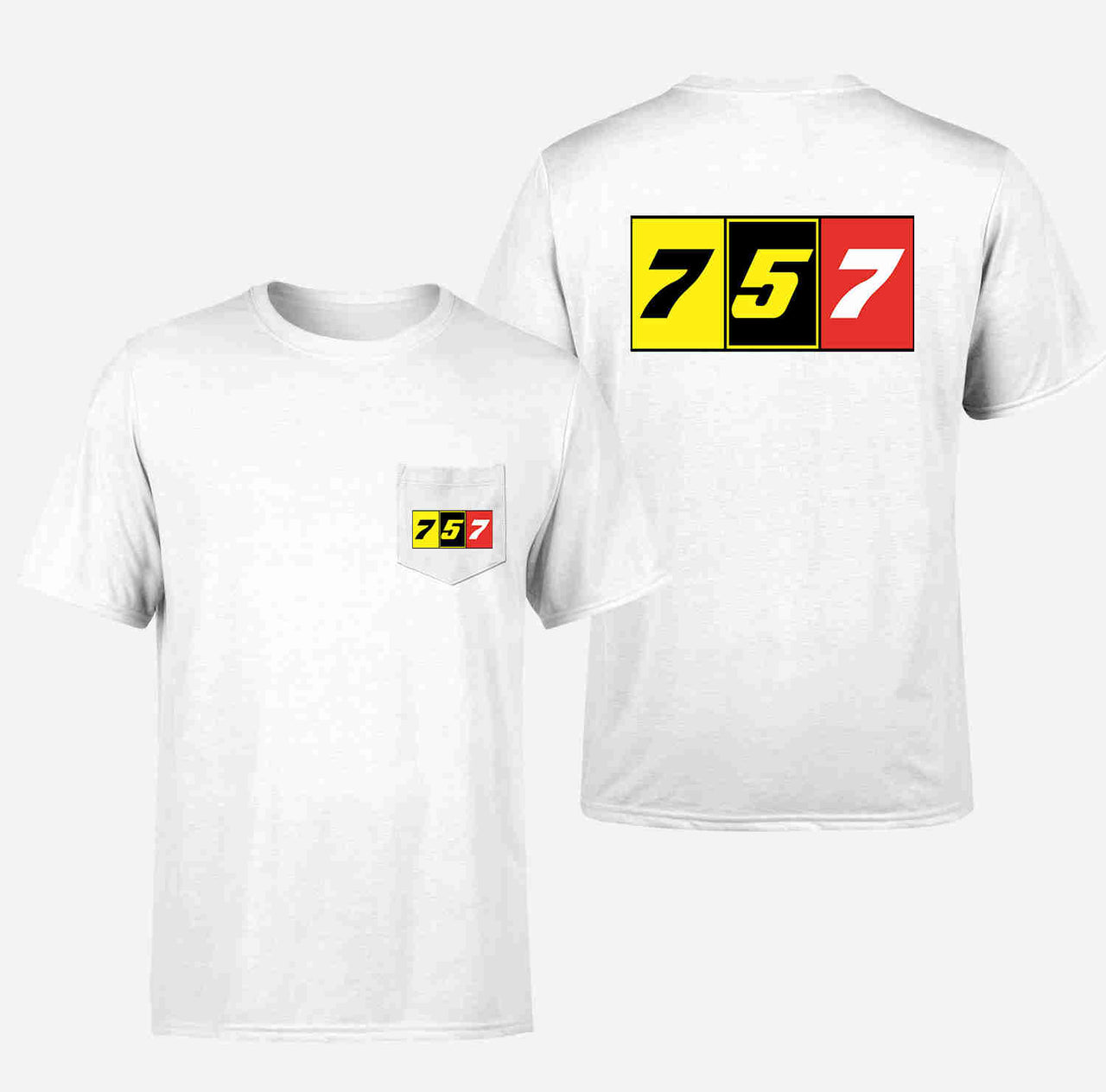 Flat Colourful 757 Designed Pocket T-Shirts