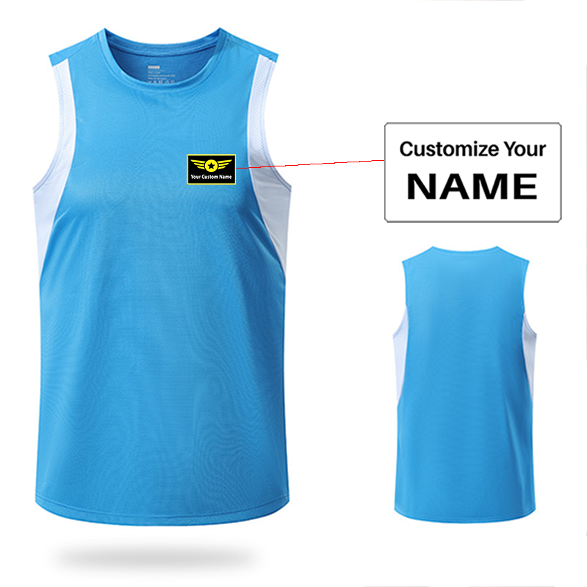 Your Custom Name (Special Badge) Designed Sleveless Quick Dry Sports Tank Tops