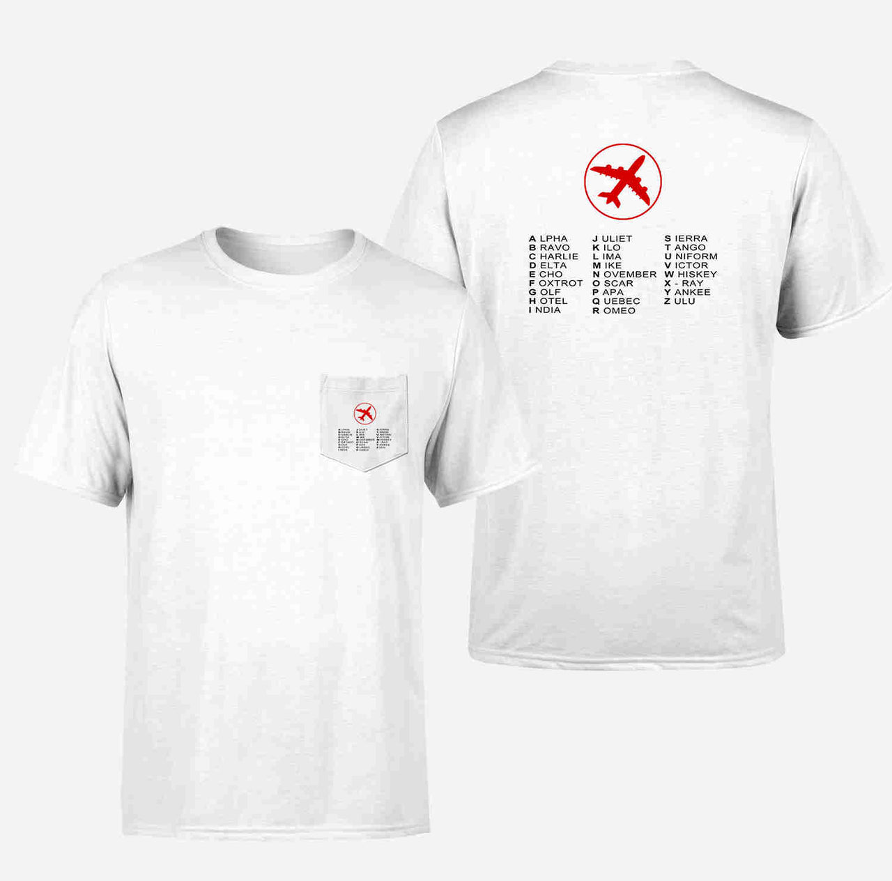 Aviation Alphabet 2 Designed Pocket T-Shirts