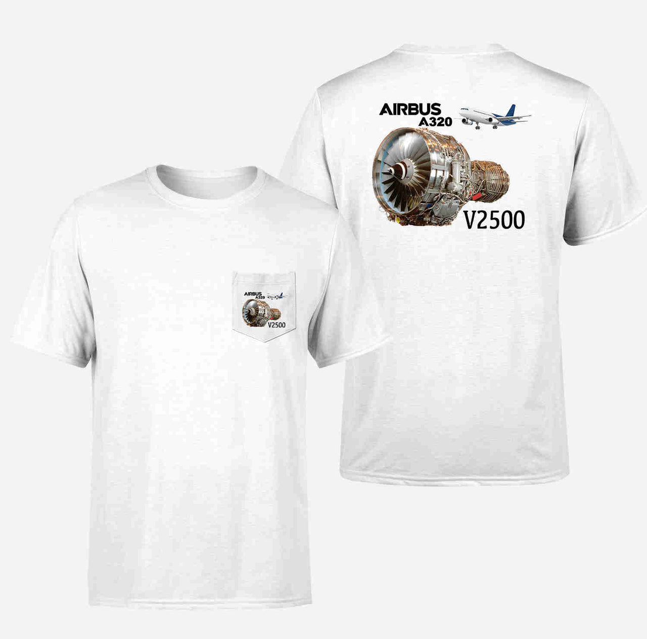 Airbus A320 & V2500 Engine Designed Pocket T-Shirts