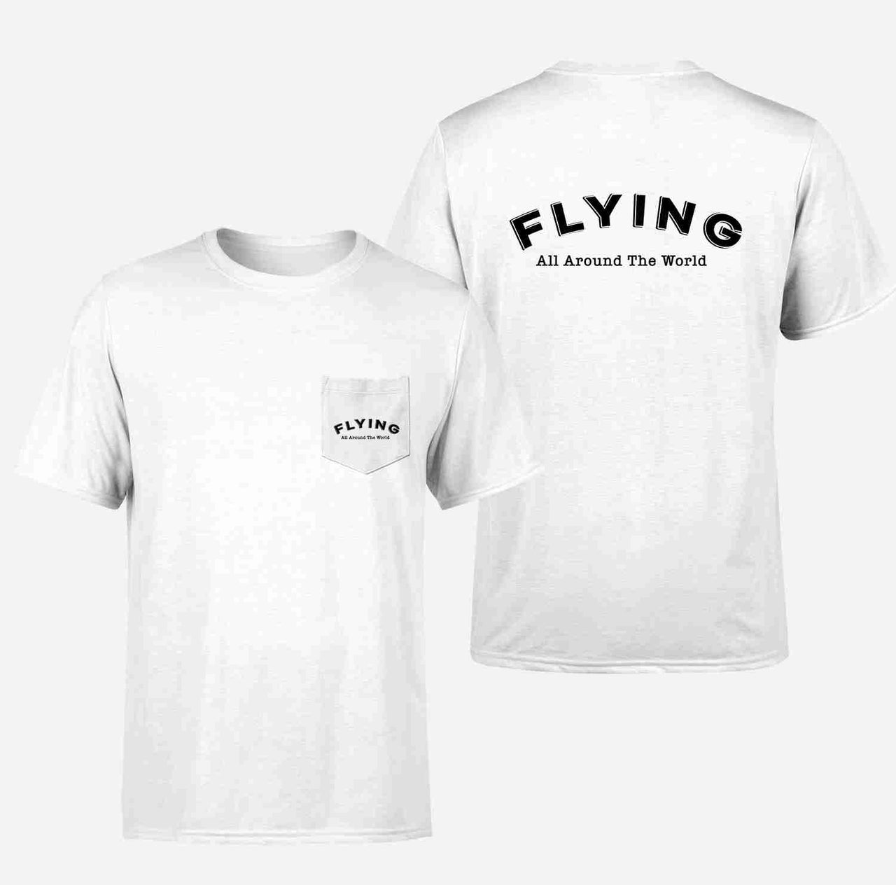 Flying All Around The World Designed Pocket T-Shirts