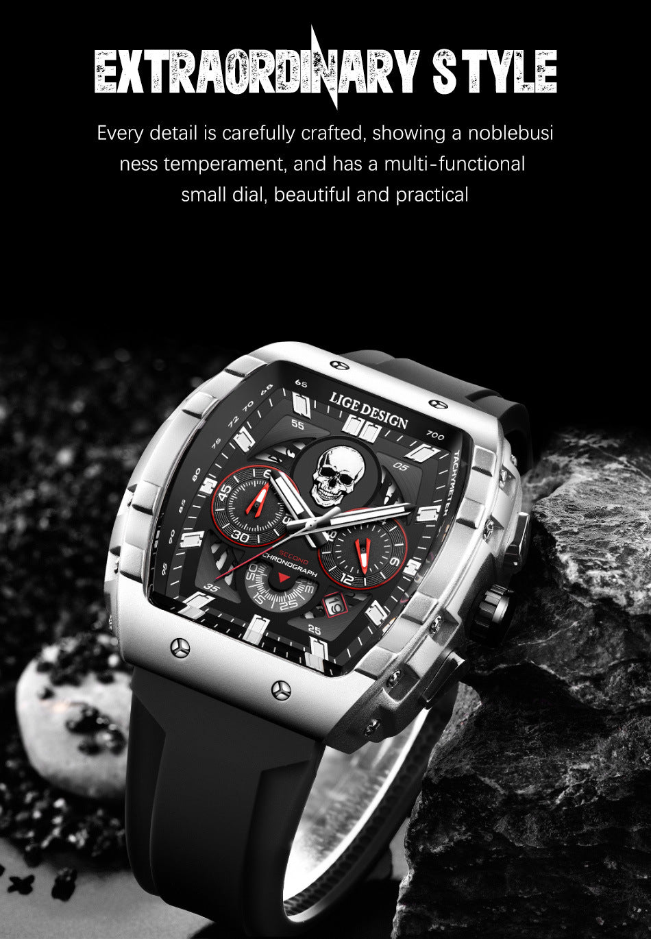 Waterproof Quartz Skeleton Skull Dial Sports Watches Watch