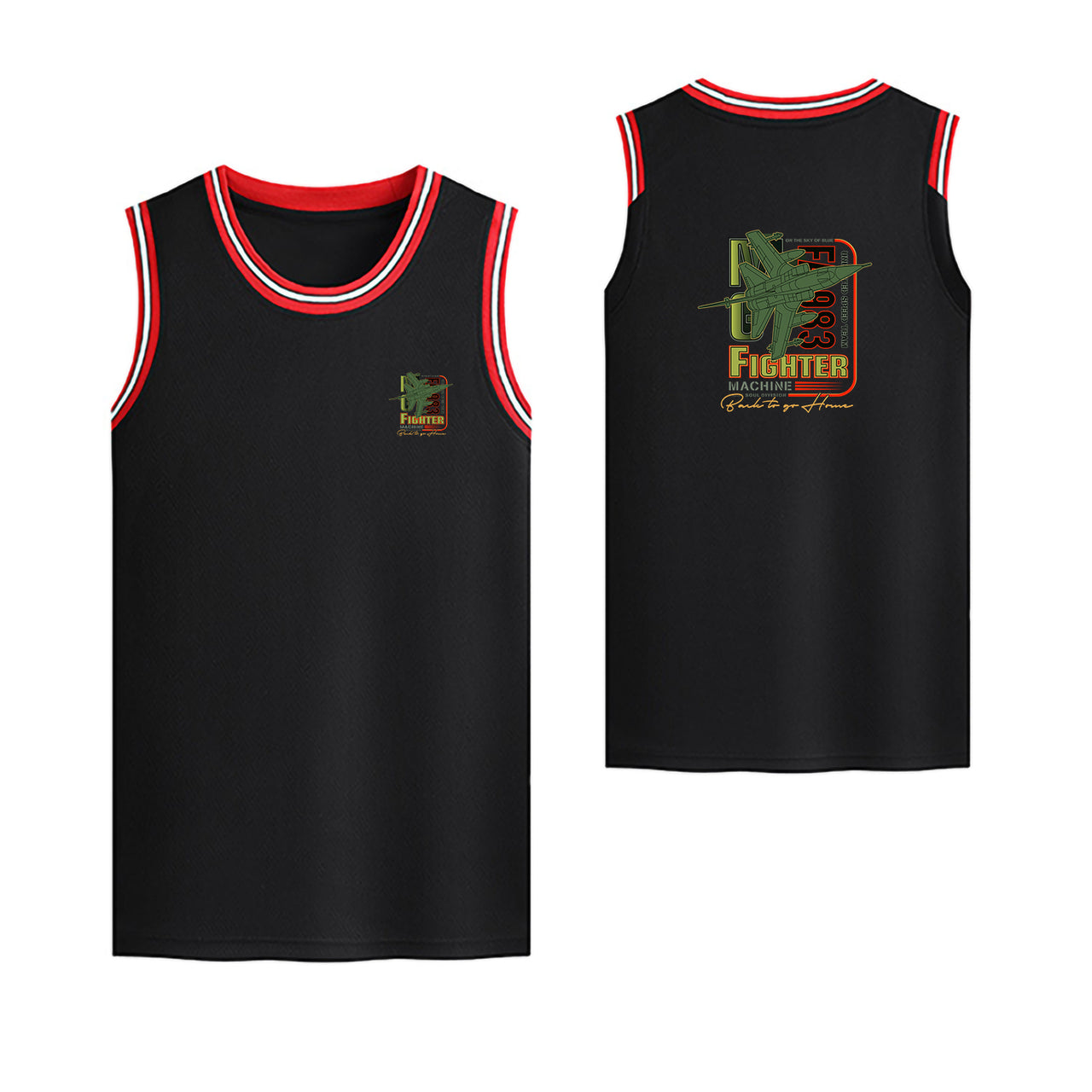 Fighter Machine Designed Basketball Style Sports Tank Tops