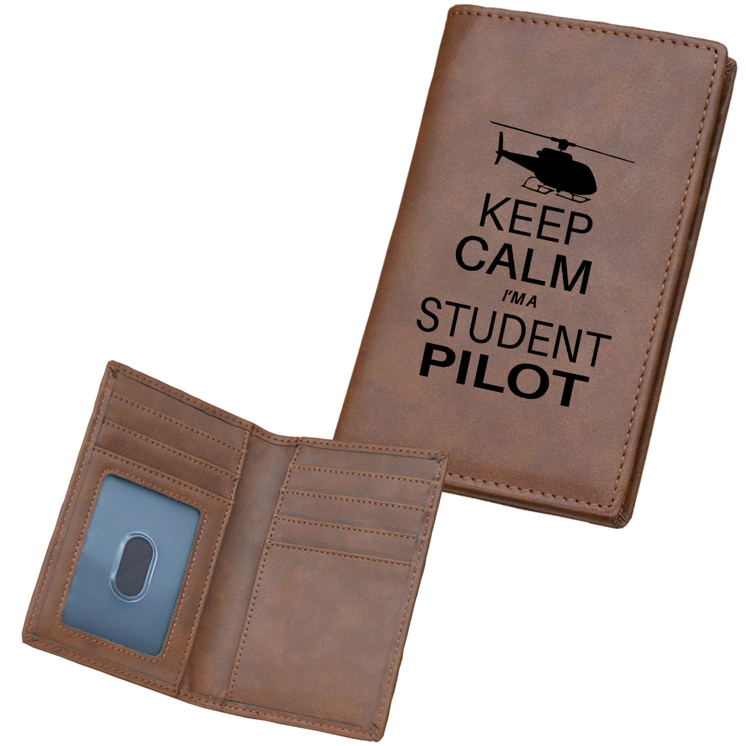 Student Pilot (Helicopter) Designed Leather Card Holder Wallets