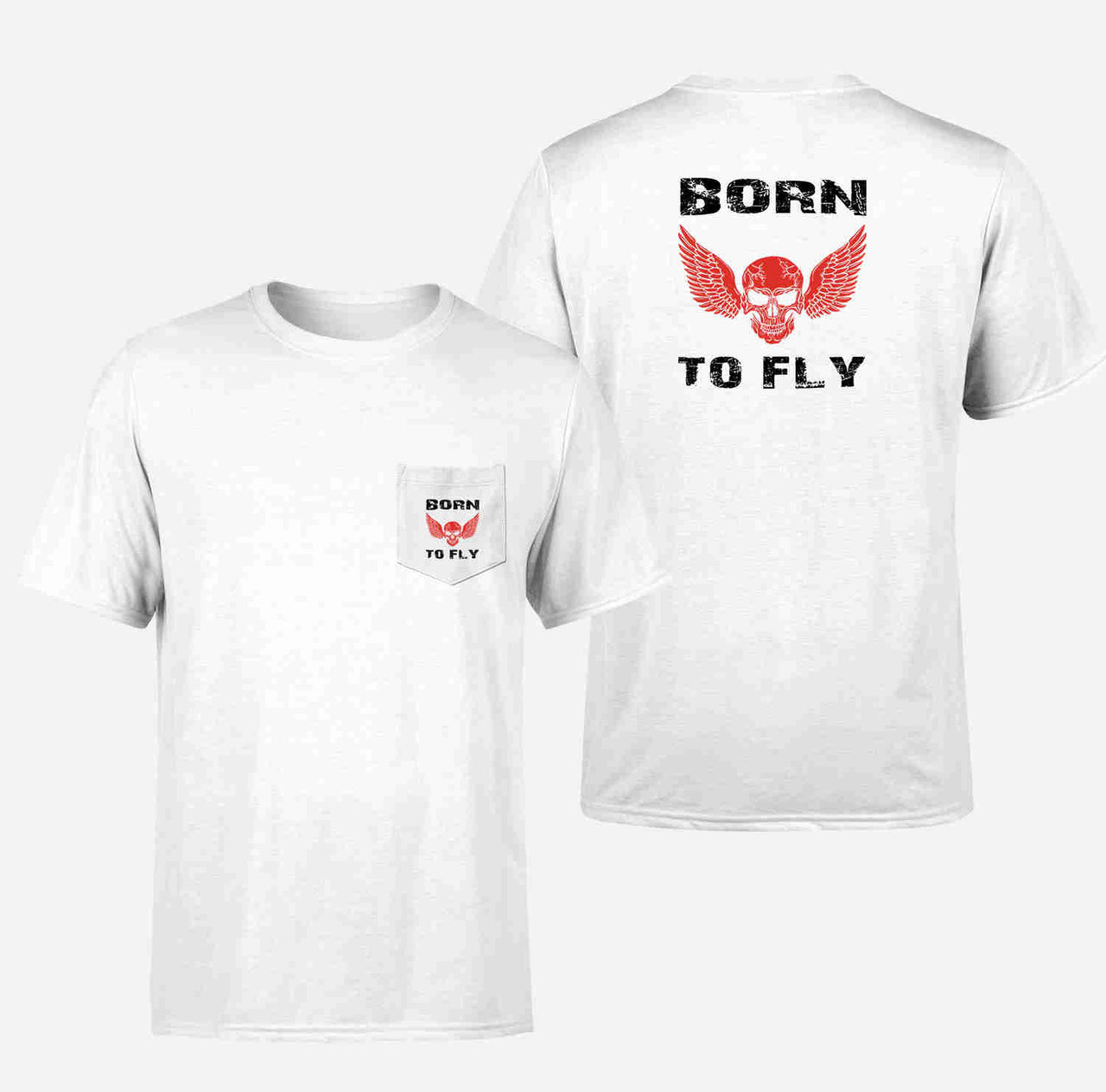 Born To Fly SKELETON Designed Pocket T-Shirts