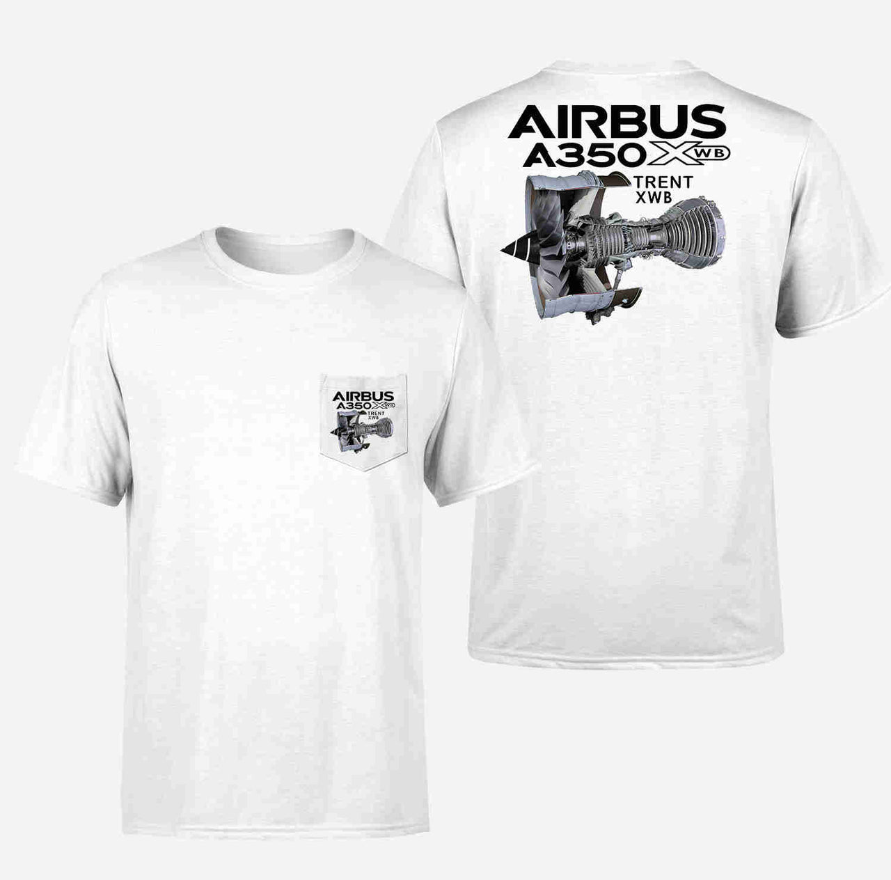 Airbus A350 & Trent Wxb Engine Designed Pocket T-Shirts