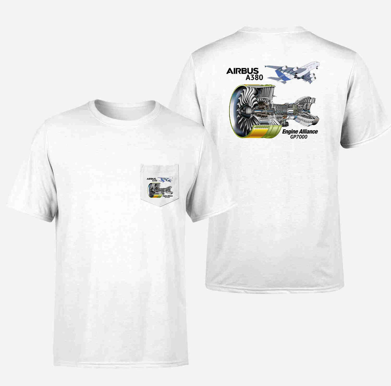 Airbus A380 & GP7000 Engine Designed Pocket T-Shirts