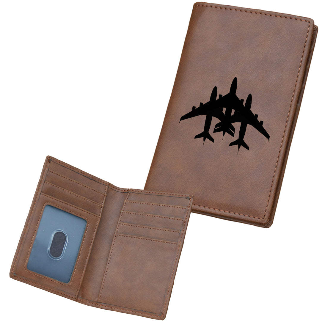 Colourful 3 Airplanes Designed Leather Card Holder Wallets