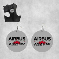 Thumbnail for Amazing Airbus A321neo Designed Wooden Drop Earrings