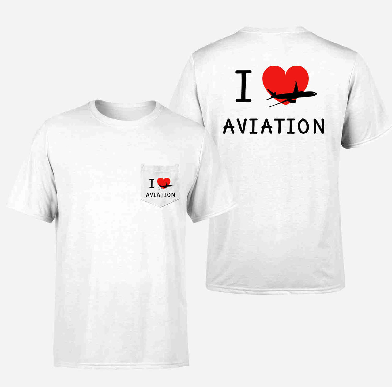 I Love Aviation Designed Pocket T-Shirts