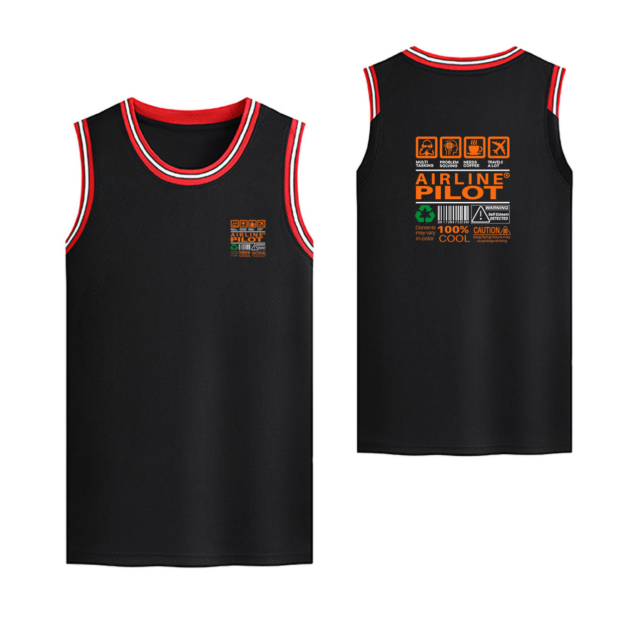 Airline Pilot Label Designed Basketball Style Sports Tank Tops