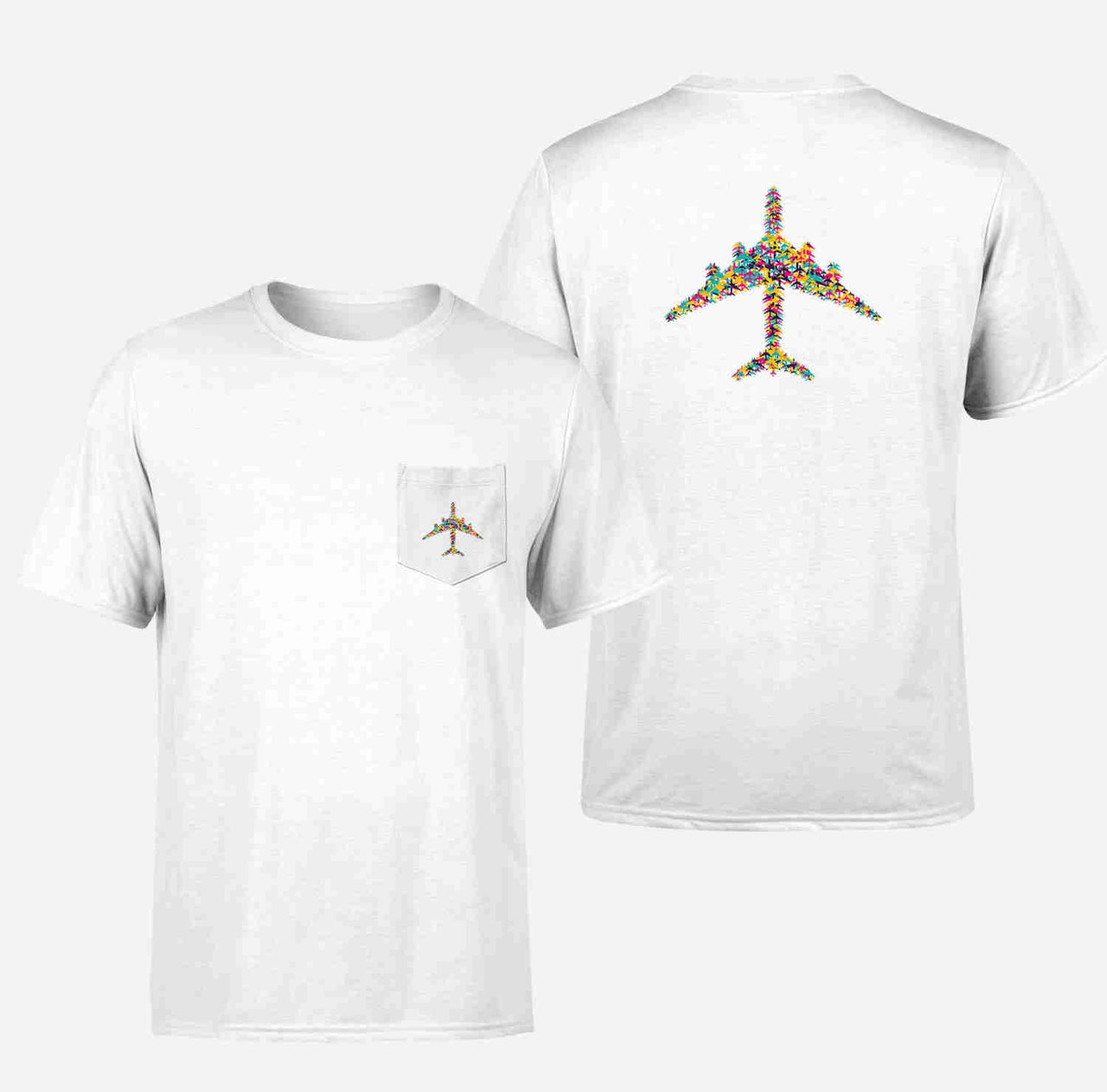 Colourful Airplane Designed Pocket T-Shirts