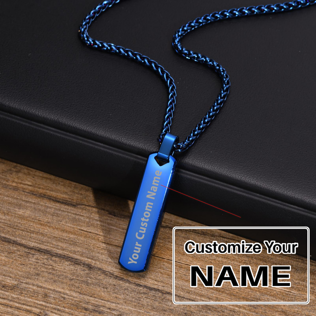 Your Custom Design & Image & Logo & Text Design  Stainless steel  rectangular geometric necklace