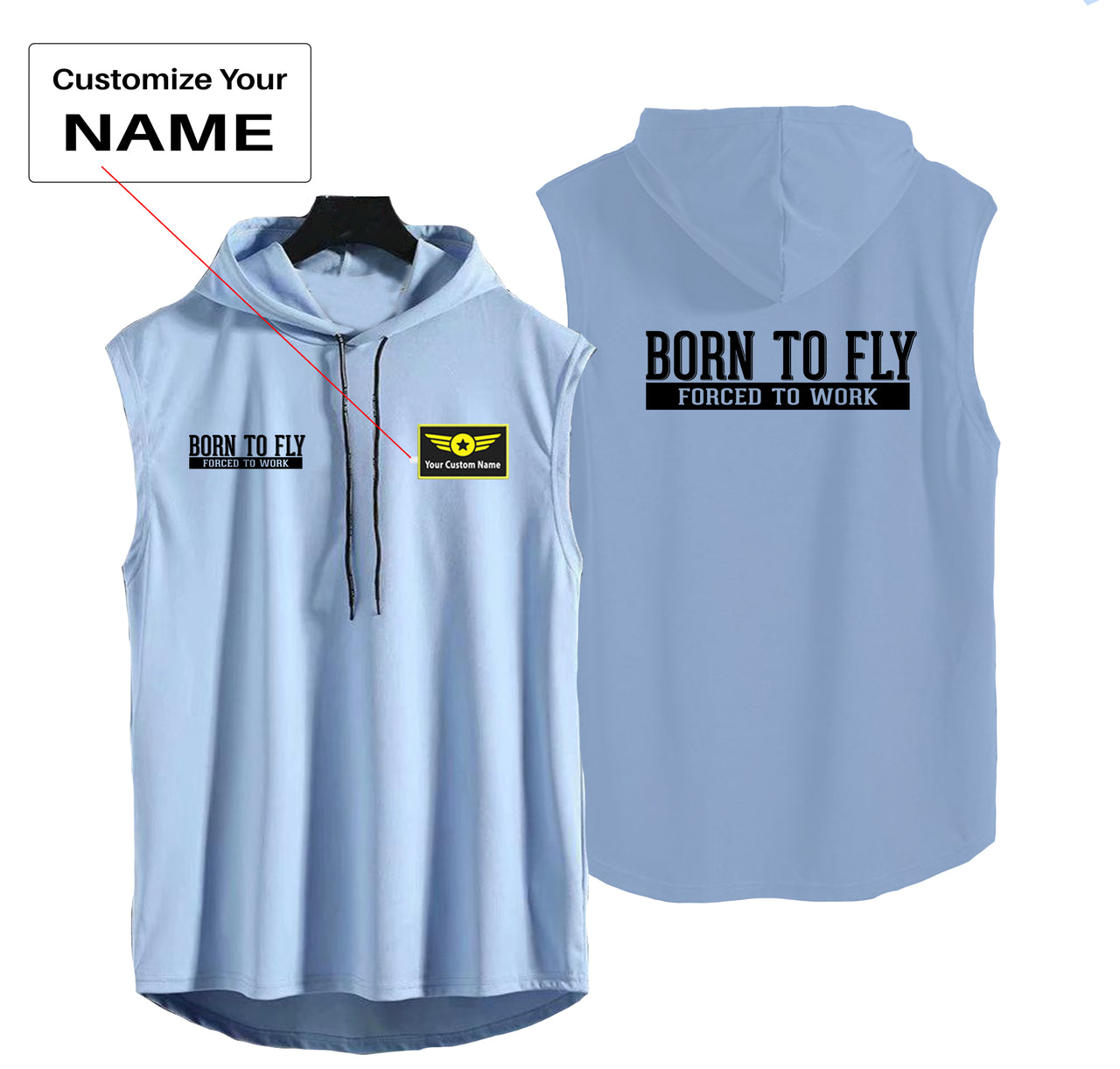 Born To Fly Forced To Work Designed Hooded Tank Tops