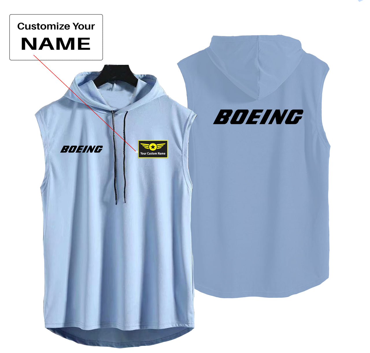 Boeing & Text Designed Hooded Tank Tops