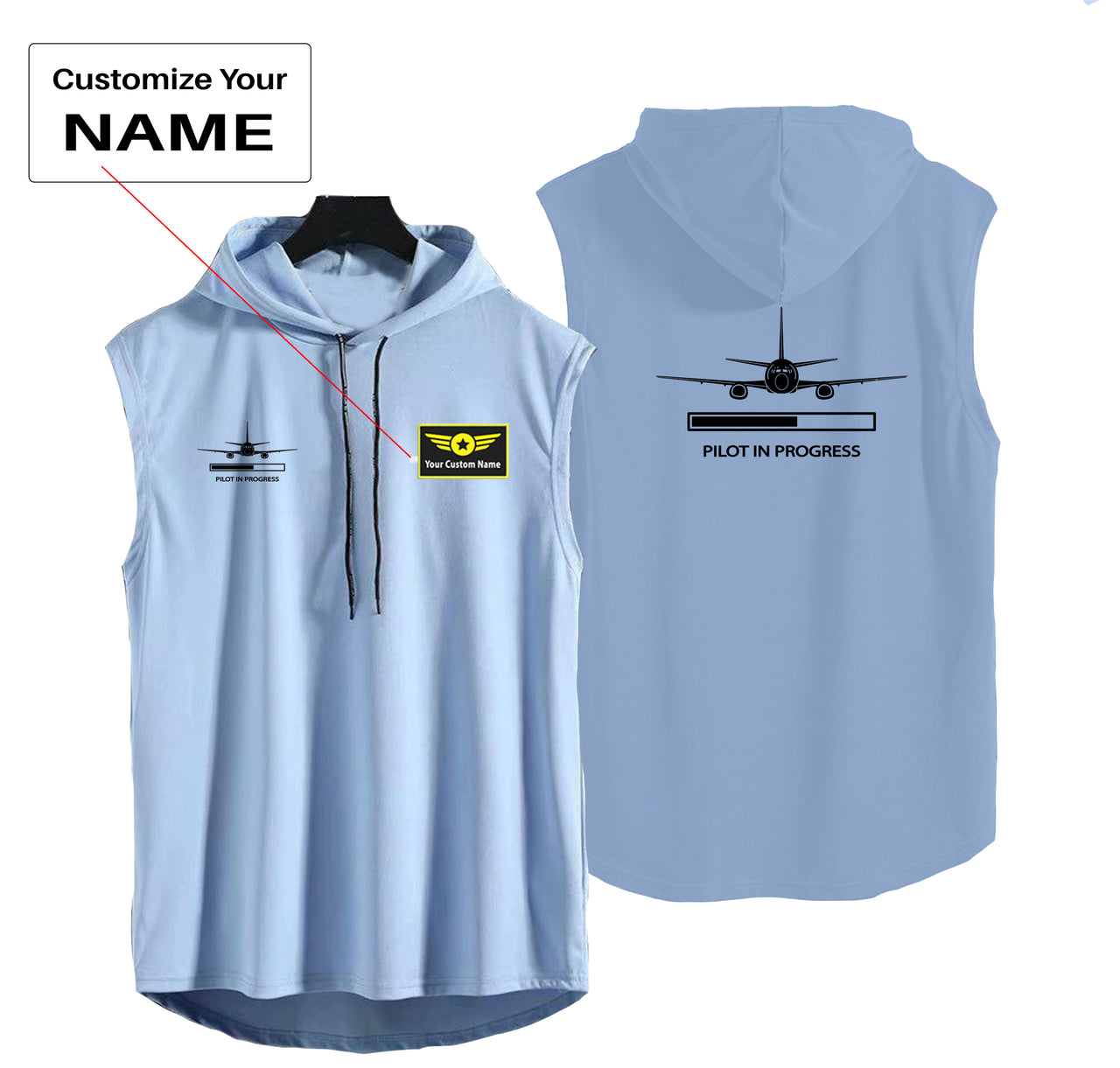 Pilot In Progress Designed Hooded Tank Tops