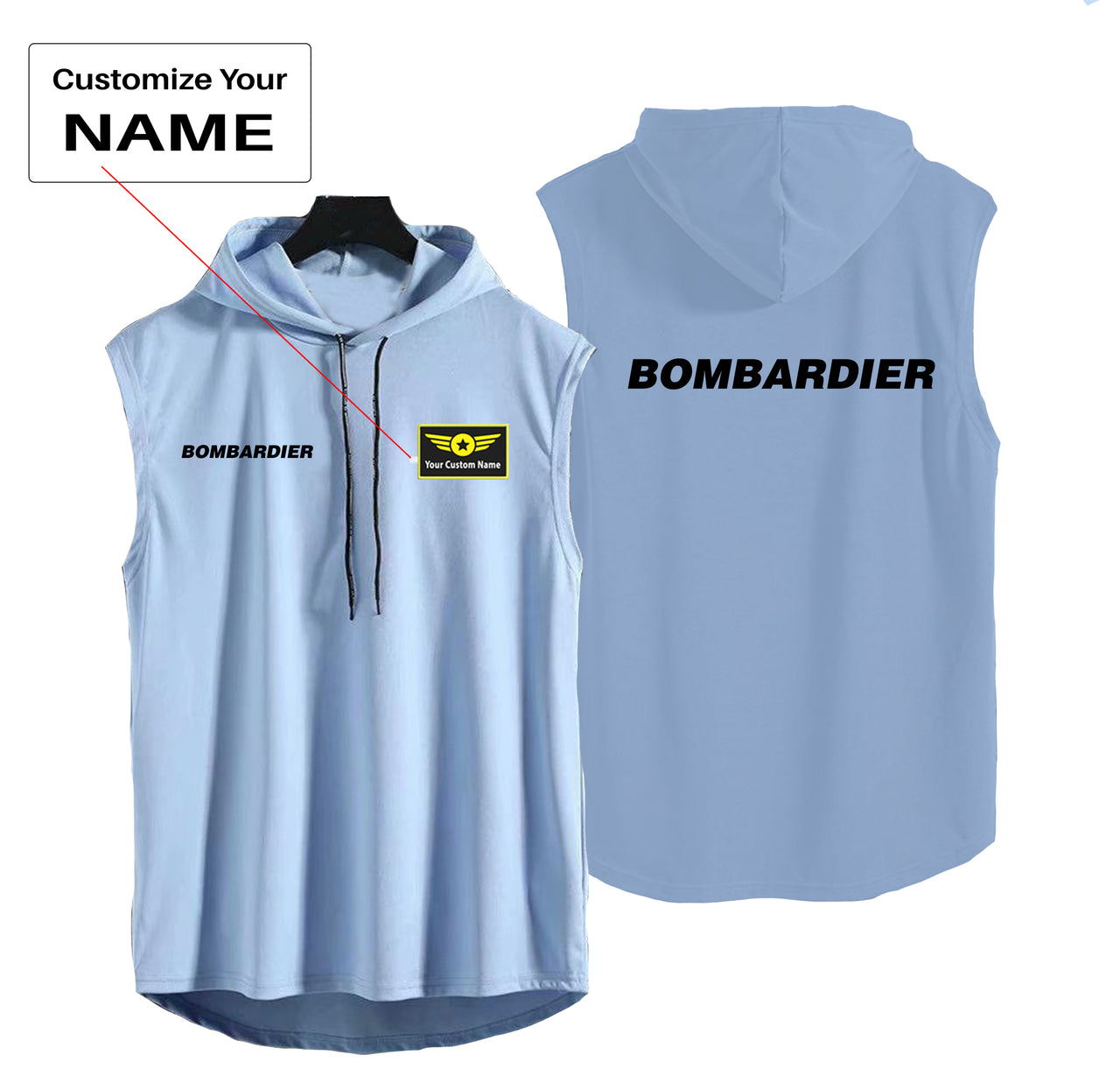 Bombardier & Text Designed Hooded Tank Tops