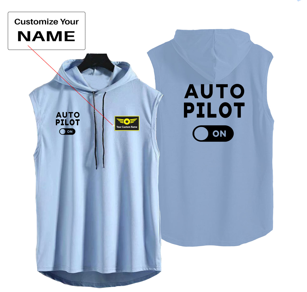 Auto Pilot ON Designed Hooded Tank Tops