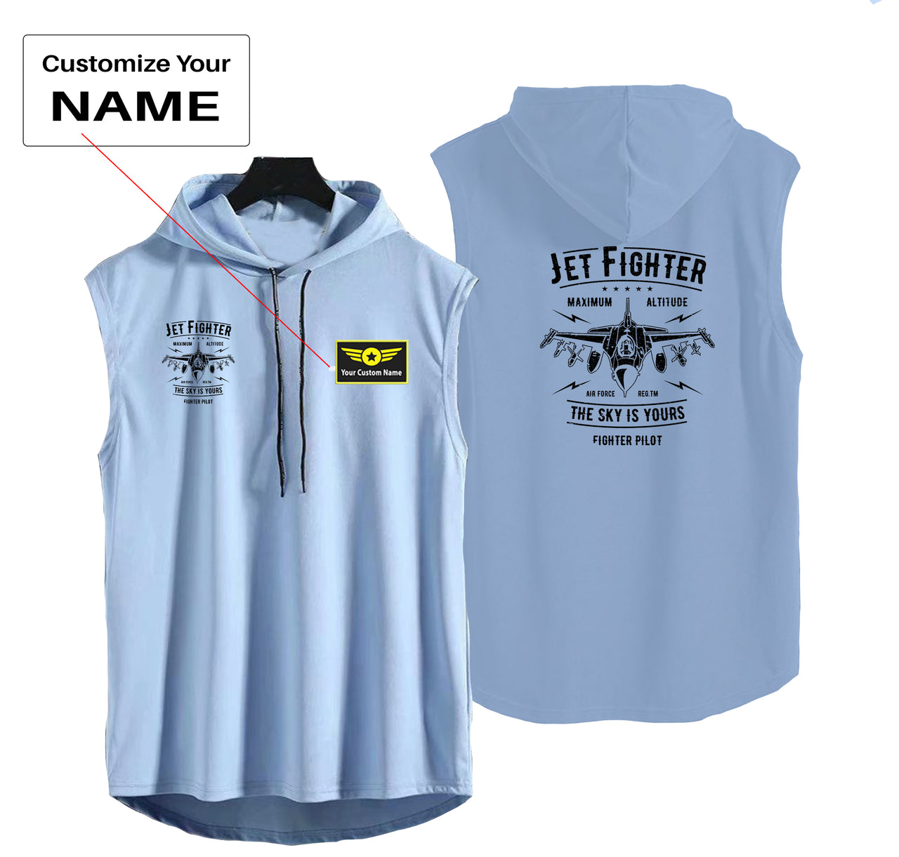 Jet Fighter - The Sky is Yours Designed Hooded Tank Tops