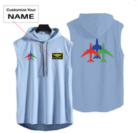 Thumbnail for Colourful 3 Airplanes Designed Hooded Tank Tops