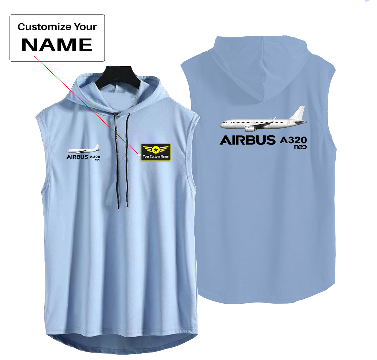 The Airbus A320Neo Designed Hooded Tank Tops