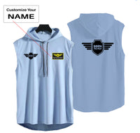 Thumbnail for Born To Fly & Badge Designed Hooded Tank Tops