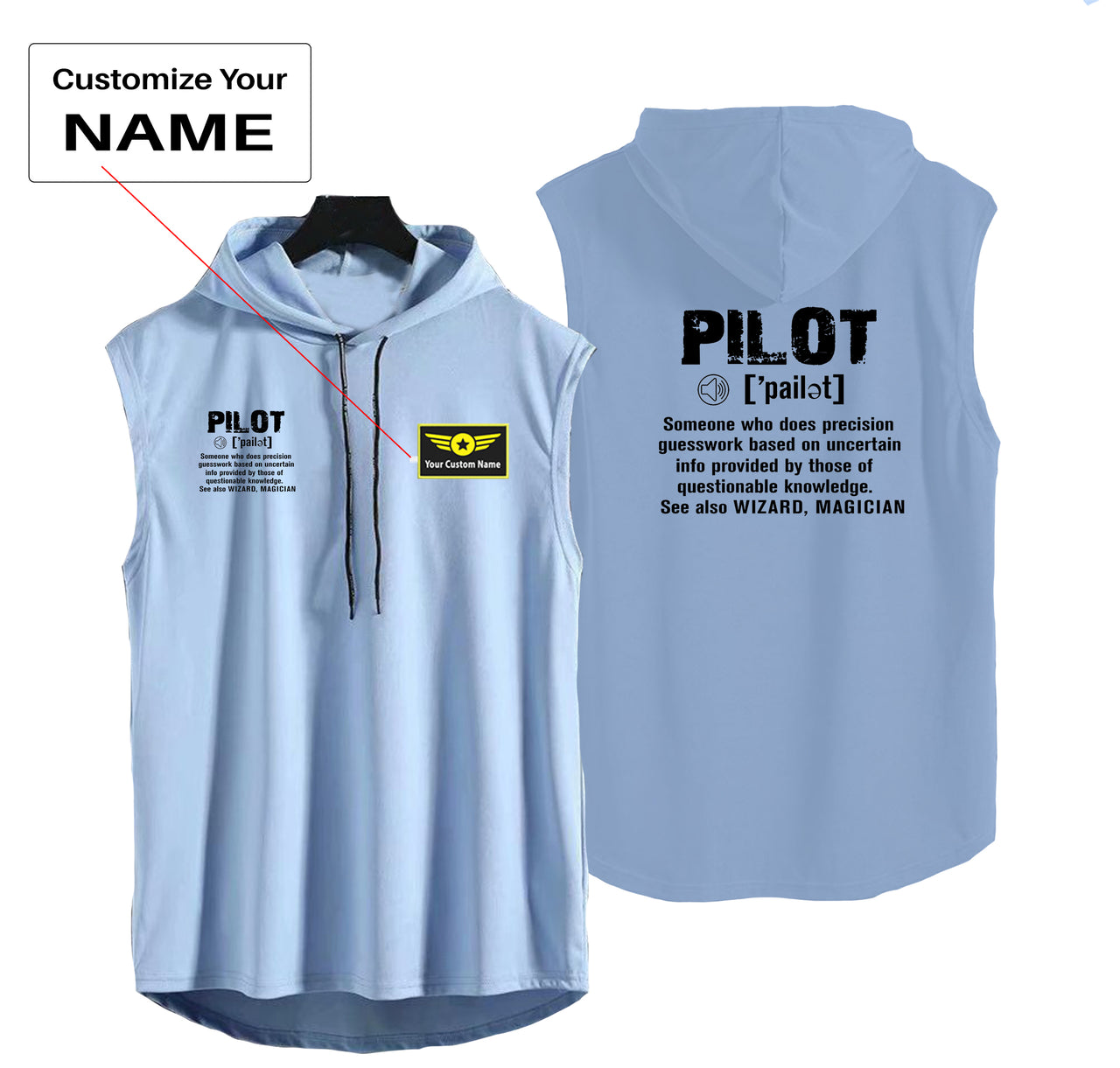 Pilot [Noun] Designed Hooded Tank Tops