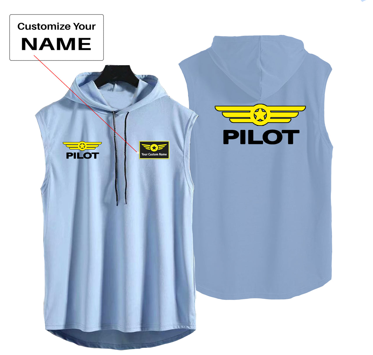 Pilot & Badge Designed Hooded Tank Tops