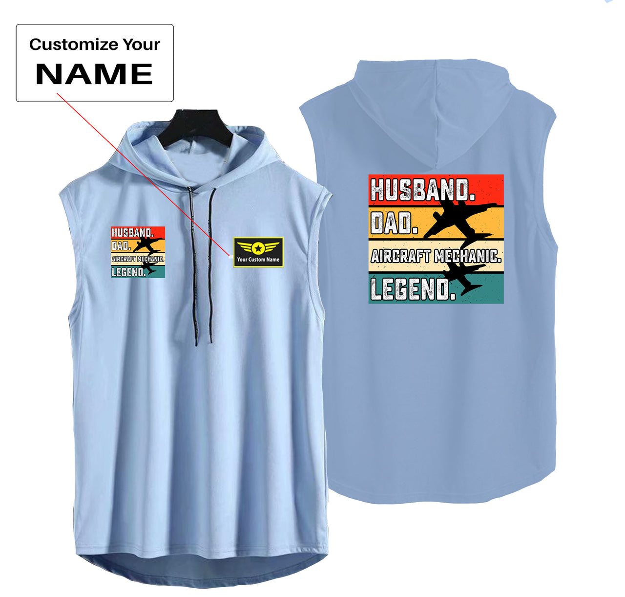 Husband & Dad & Aircraft Mechanic & Legend Designed Hooded Tank Tops