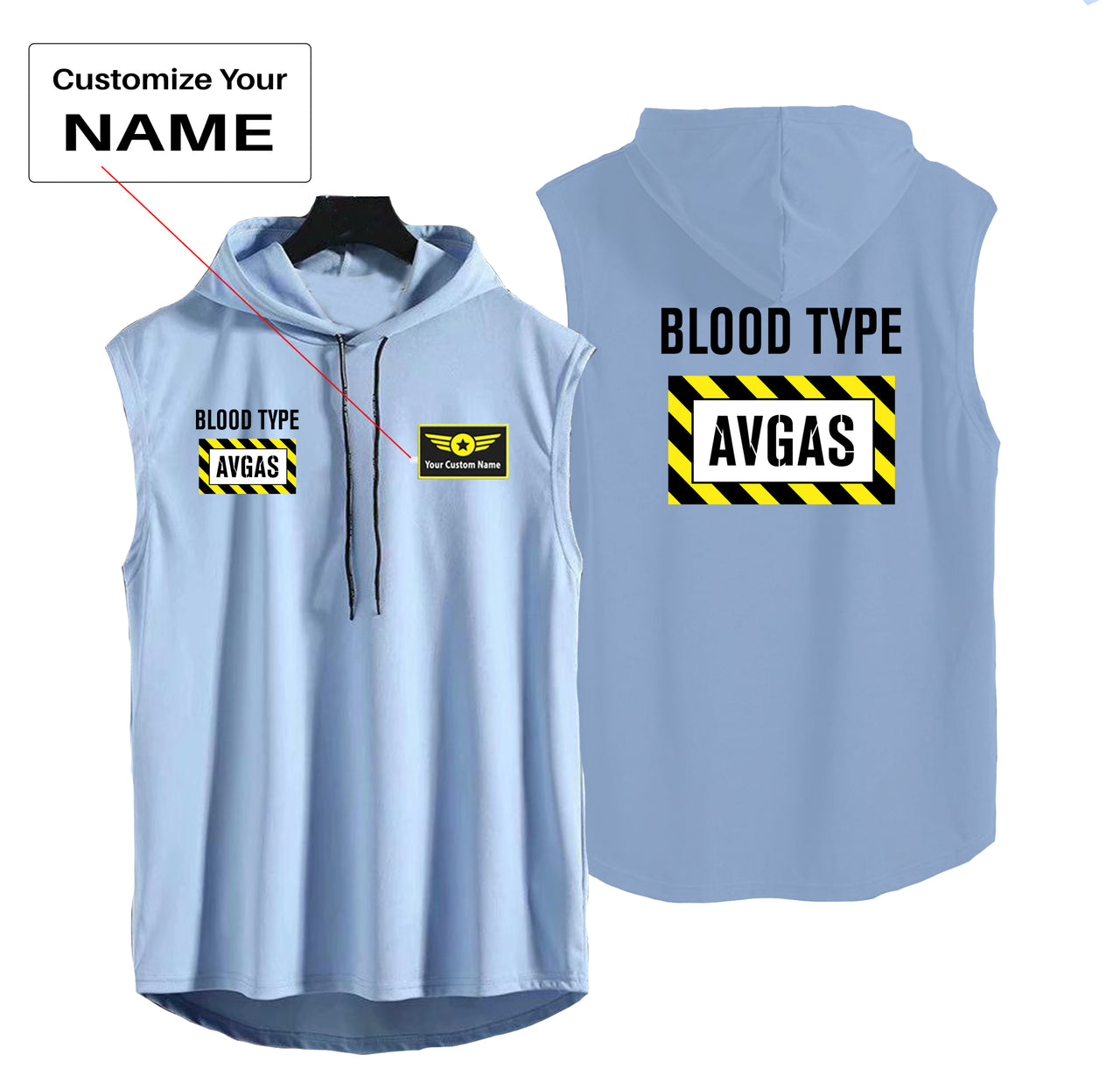 Blood Type AVGAS Designed Hooded Tank Tops