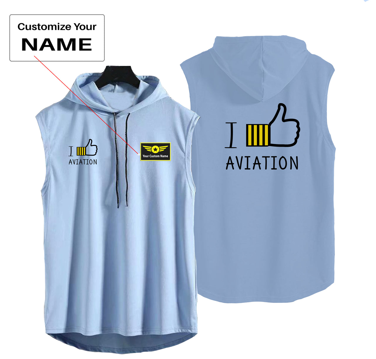 I Like Aviation Designed Hooded Tank Tops