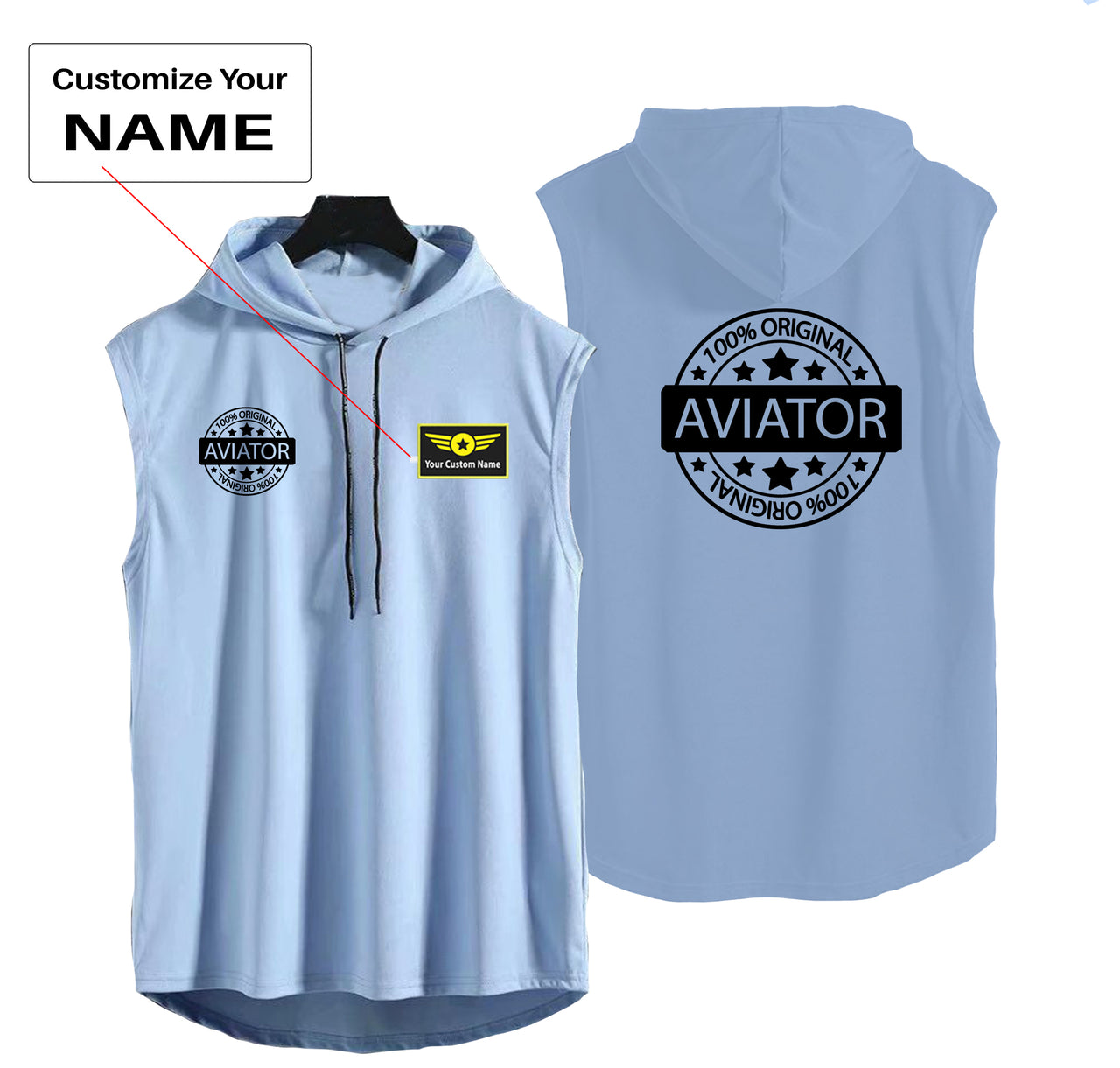 %100 Original Aviator Designed Hooded Tank Tops