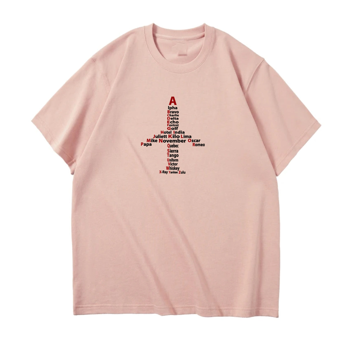 Airplane Shape Aviation Alphabet Designed Relax Fit T-Shirts