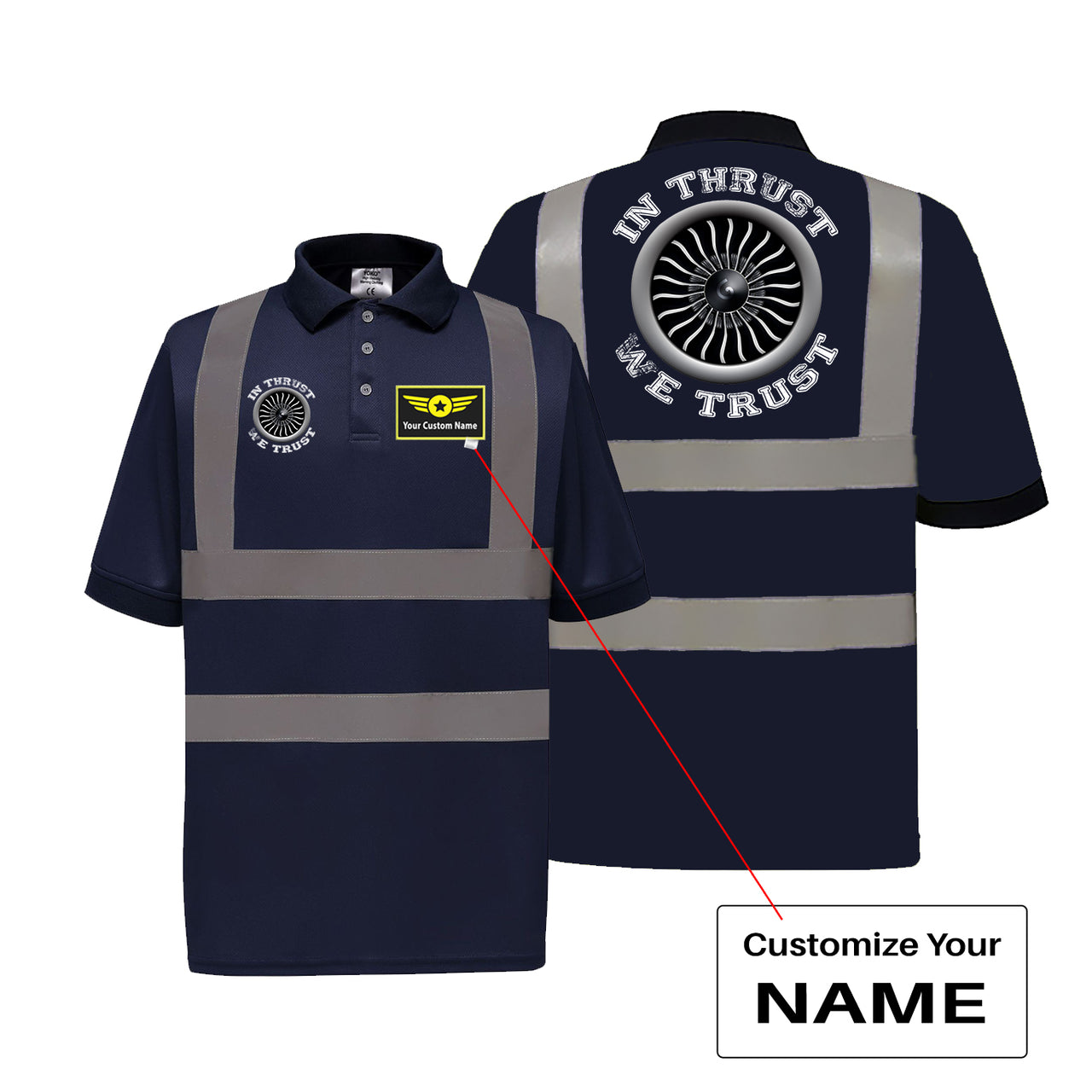 In Thrust We Trust (Vol 2) Designed Reflective Polo T-Shirts