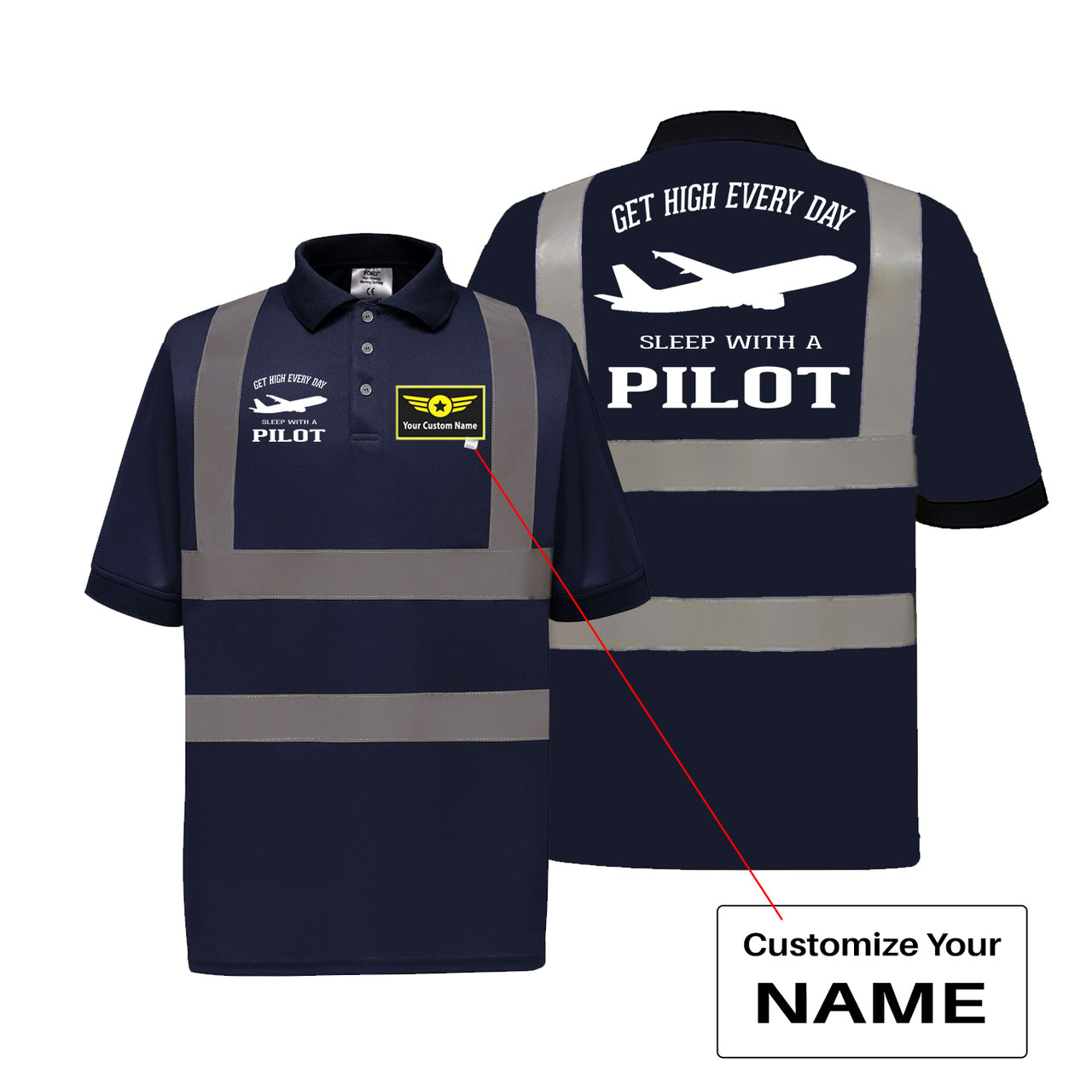 Get High Every Day Sleep With A Pilot Designed Reflective Polo T-Shirts