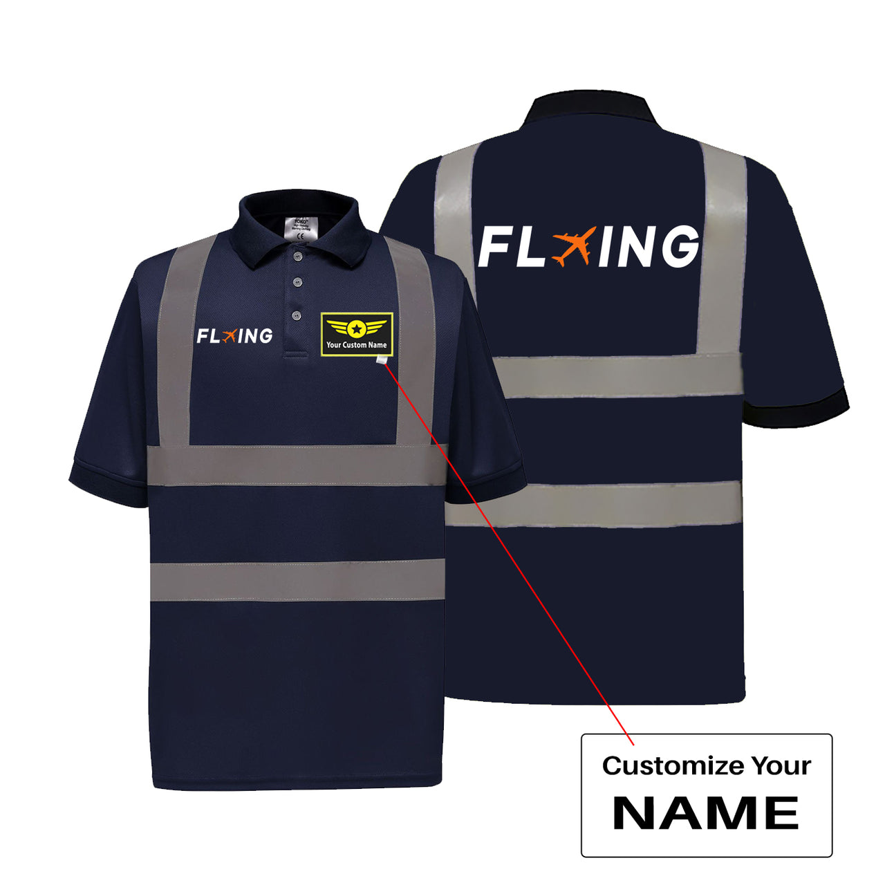 Flying Designed Reflective Polo T-Shirts