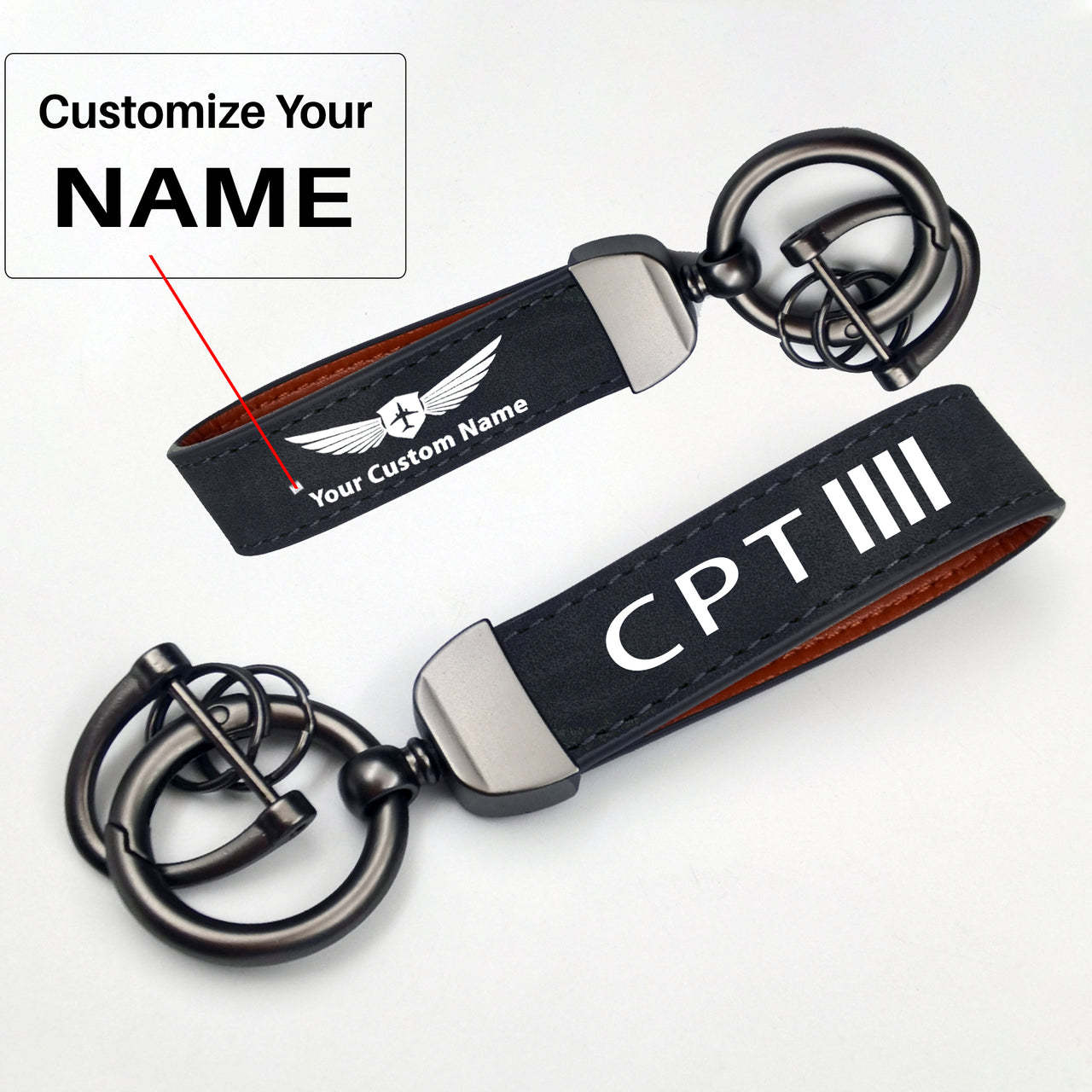 CPT & 4 Lines Design Horseshoe Buckle Key Chains