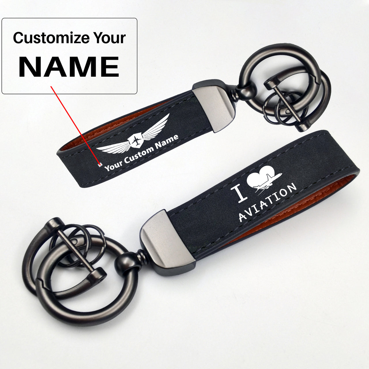 I Love Aviation Design Horseshoe Buckle Key Chains