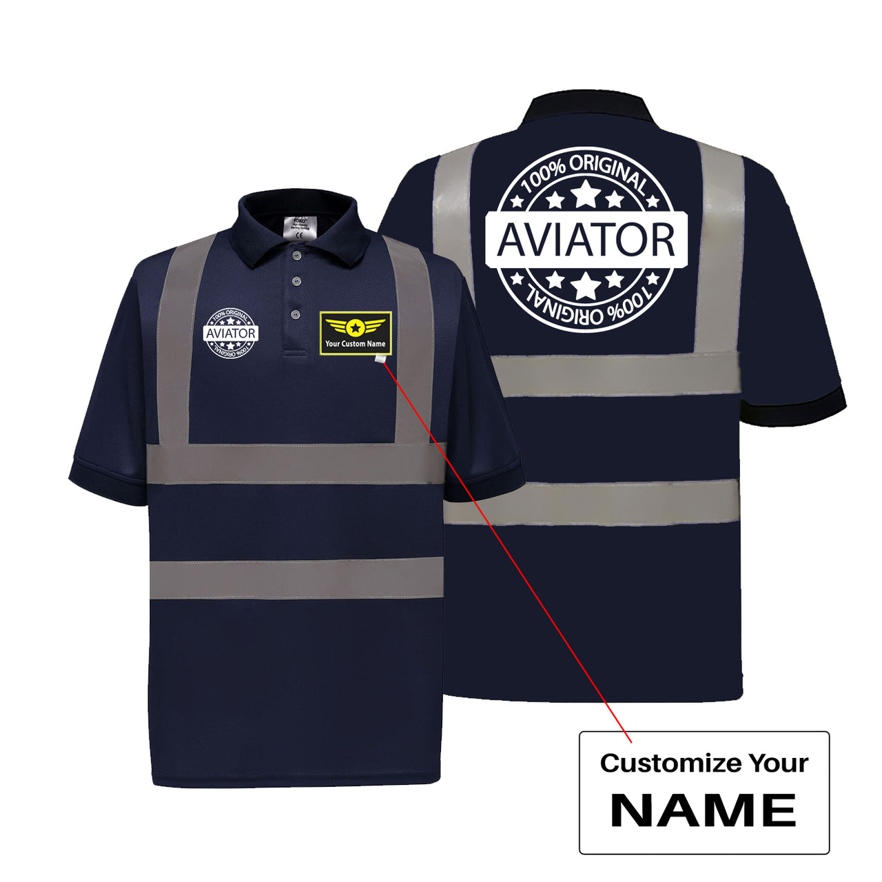 %100 Original Aviator Designed Reflective Polo T-Shirts