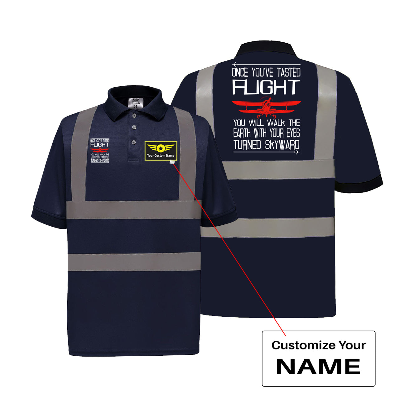 Once You've Tasted Flight Designed Reflective Polo T-Shirts