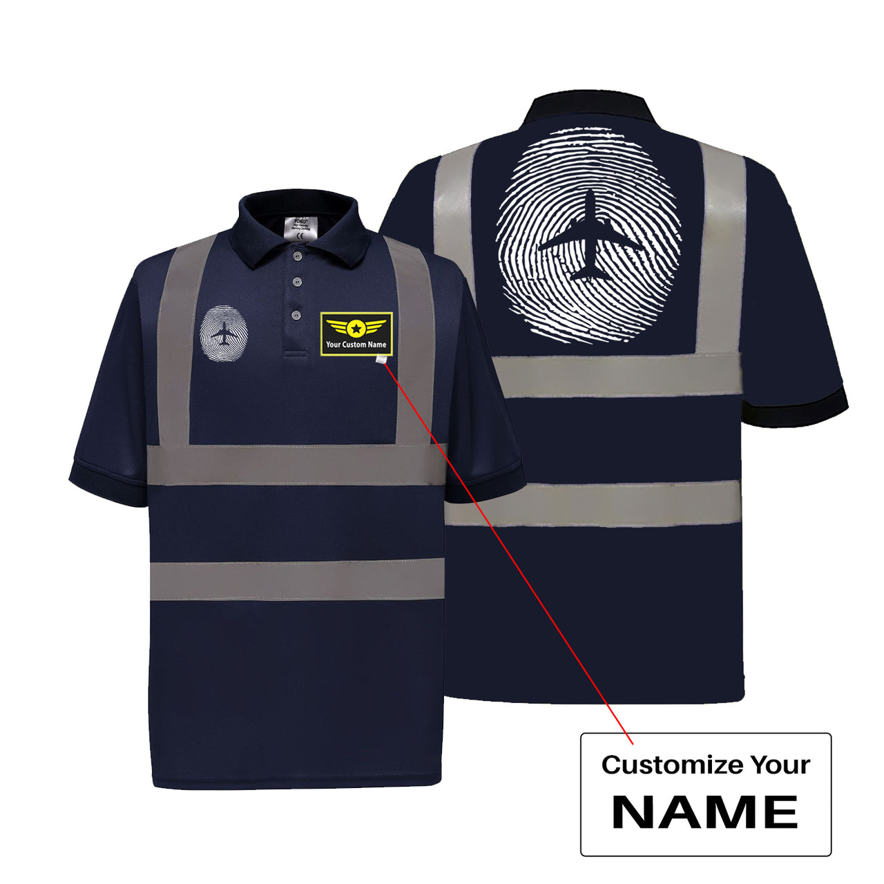 Aviation Finger Print Designed Reflective Polo T-Shirts