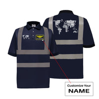 Thumbnail for World Map (Text) Designed Reflective Polo T-Shirts