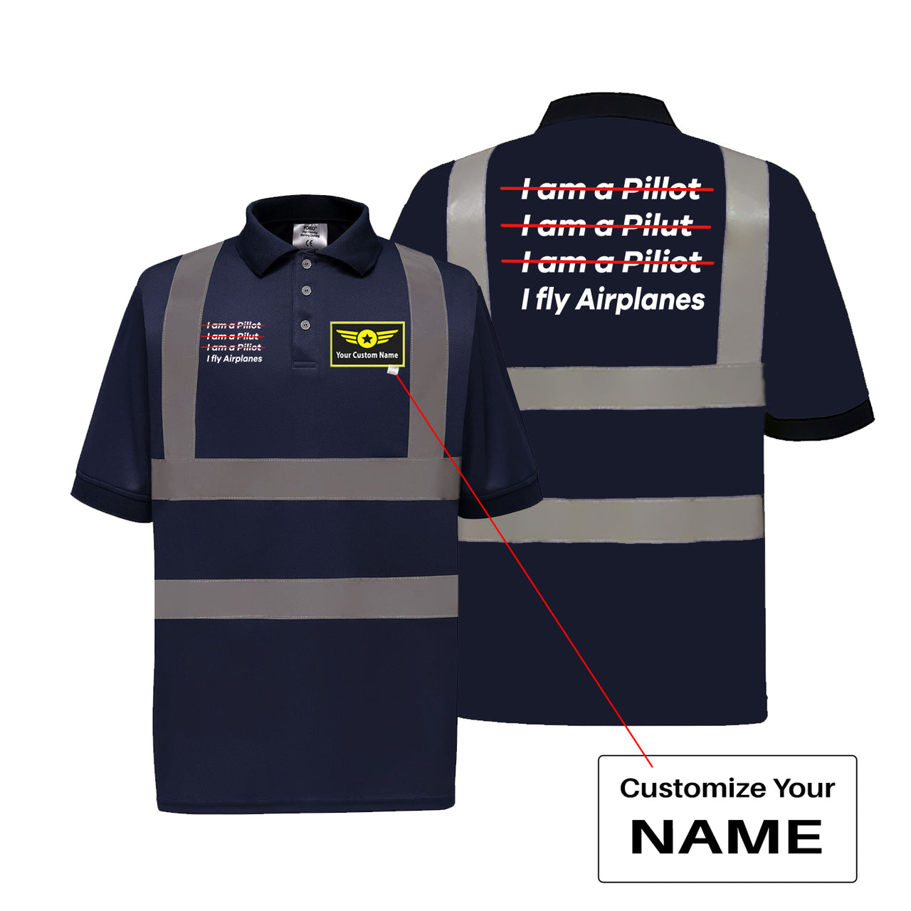 I Fly Airplanes Designed Reflective Polo T-Shirts